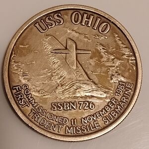 1981 USS Ohio (SSBN-726) Trident Sub Commissioning Navy challenge coin